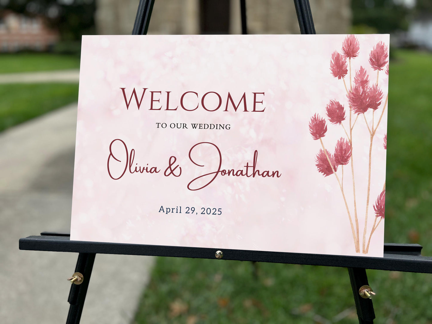 a welcome sign for a newly married couple