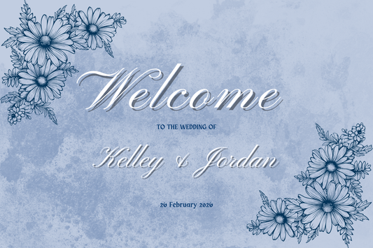 French Blue Welcome Sign