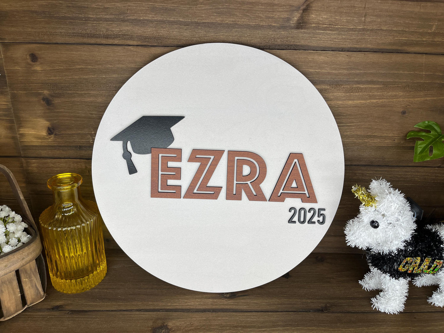 Alternative Round Guest Book, School Graduation Signature Sign, Large Wooden Grad Party Decor, College or High School Graduate Keepsake Gift