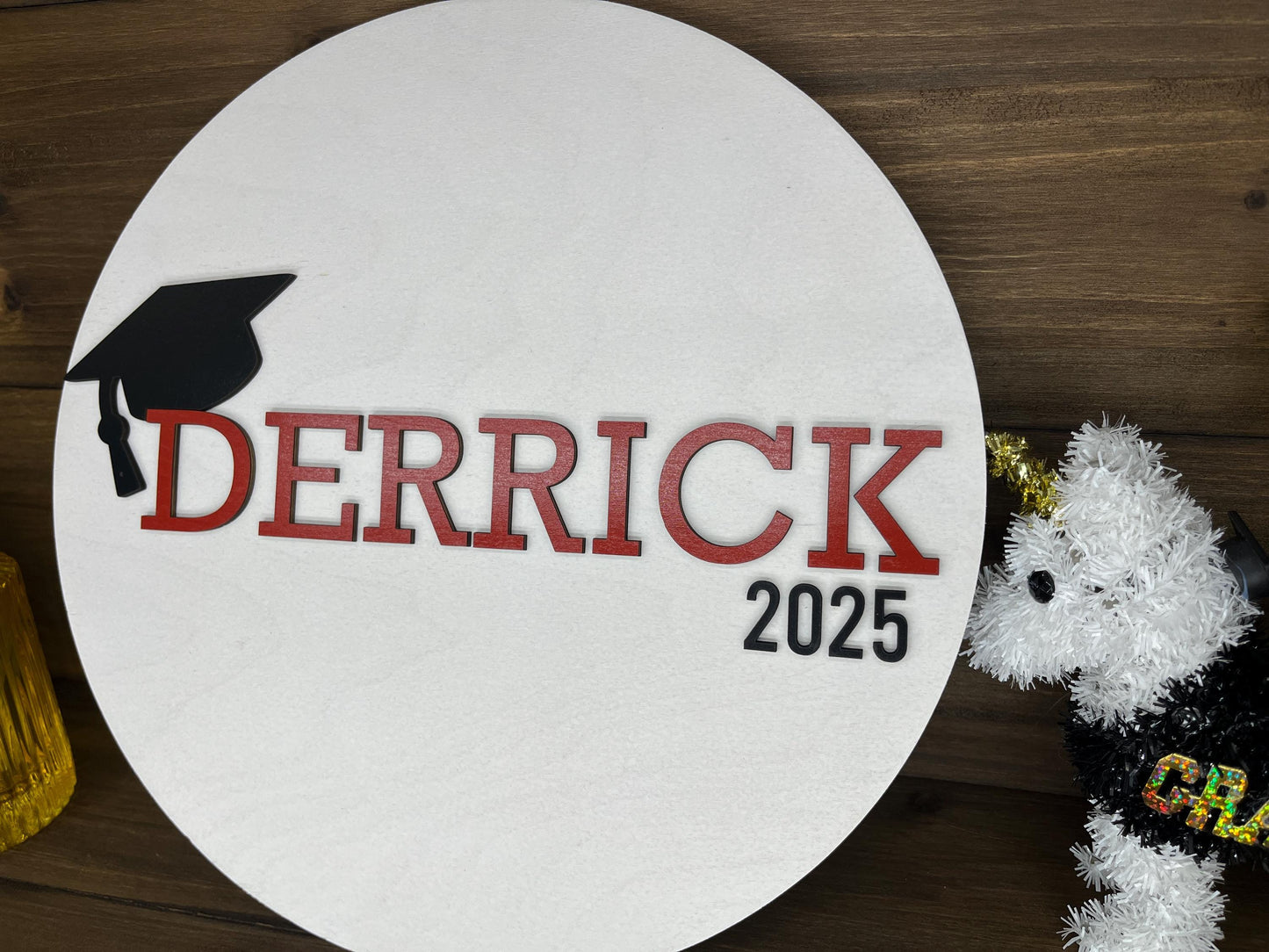 Alternative Round Guest Book, School Graduation Signature Sign, Large Wooden Grad Party Decor, College or High School Graduate Keepsake Gift