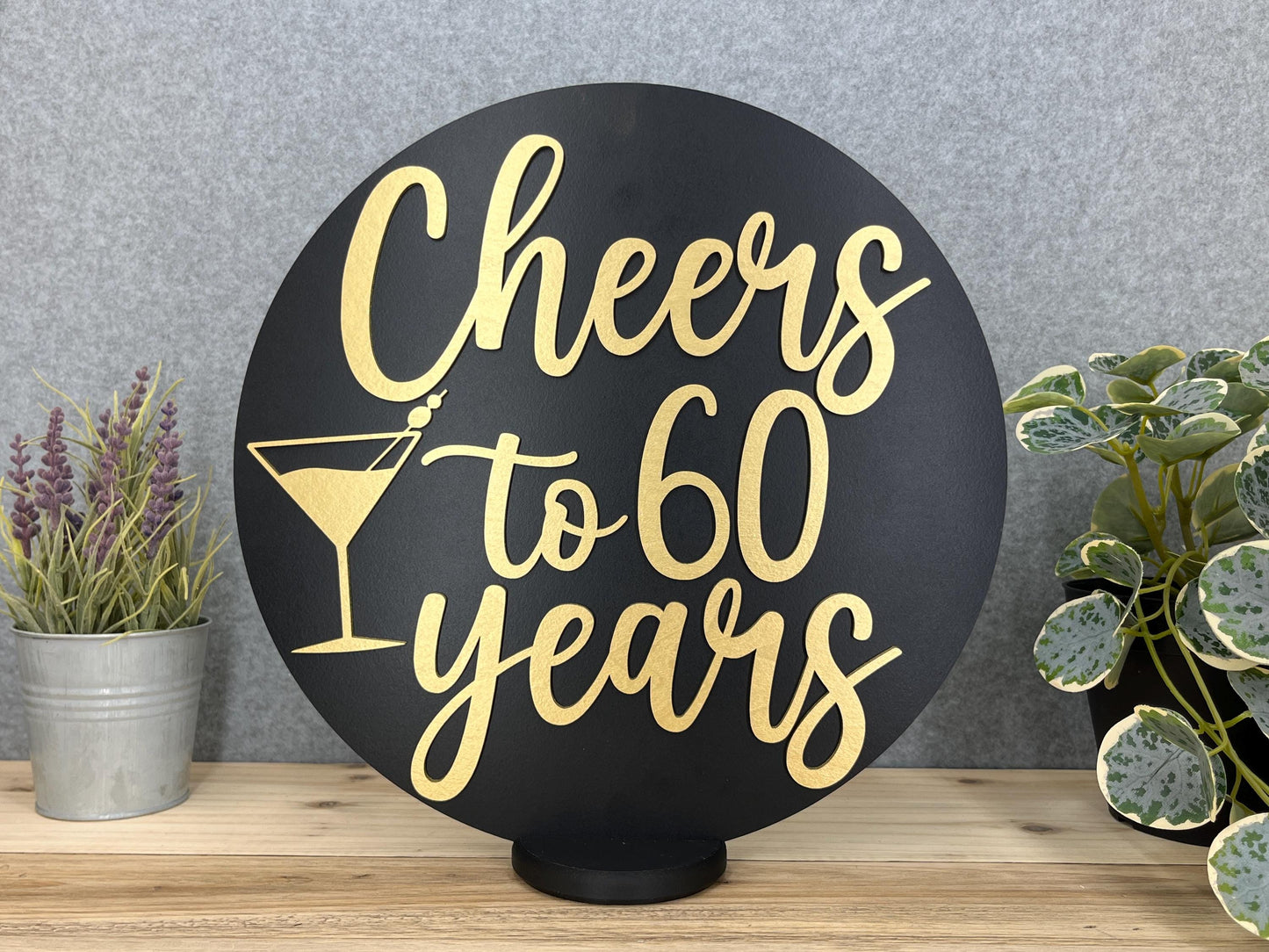 Cheers Wood Sign, Birthday Martini Centerpiece Table Decor, Custom Any Age Party Decorations, Any Year Anniversary or Reunion Milestone