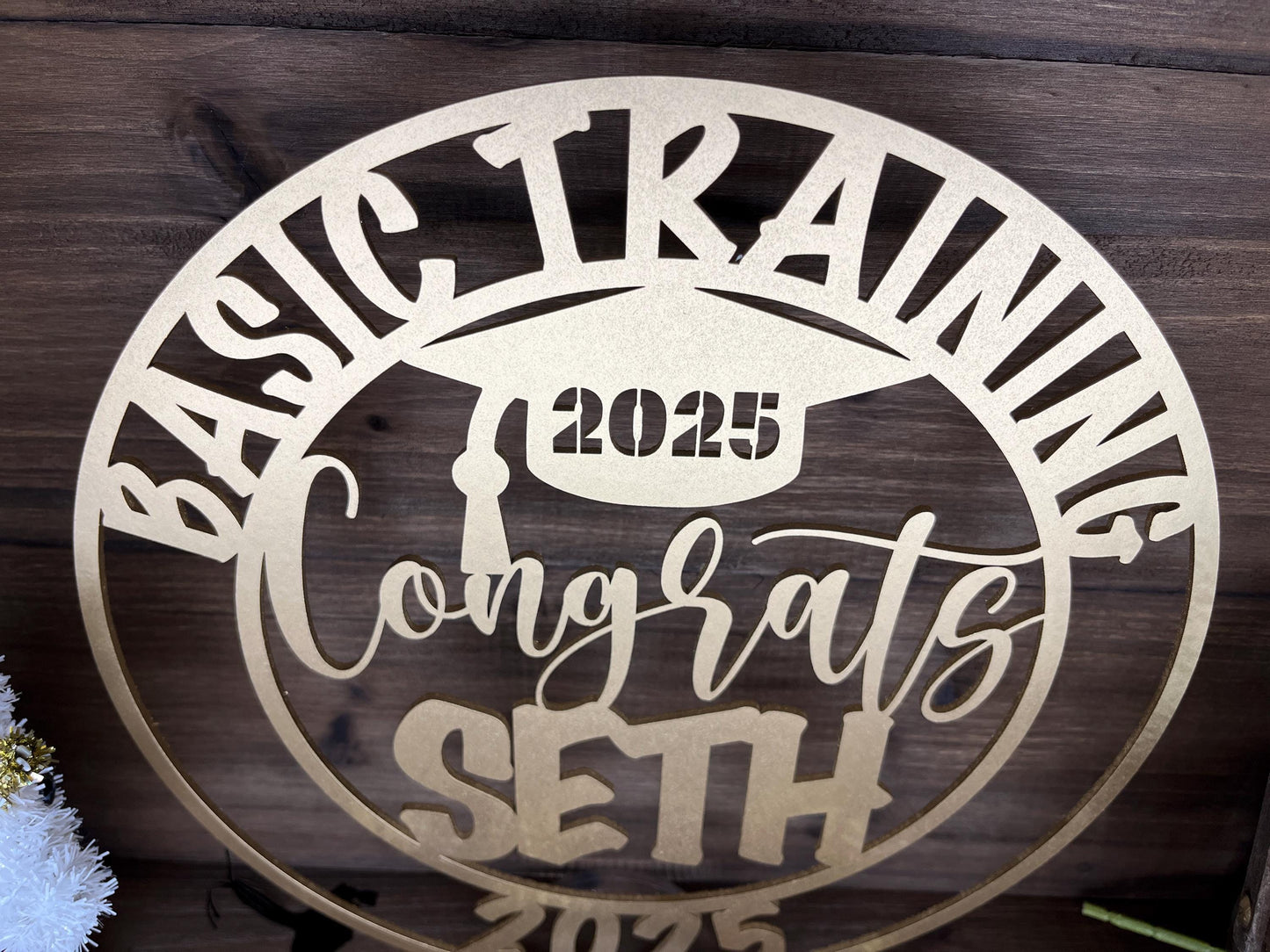Graduation 2025 Party Decoration, Custom Name Congrats, Table Centerpiece with Acrylic Clear Base, Basic Training Milestone Event Decor