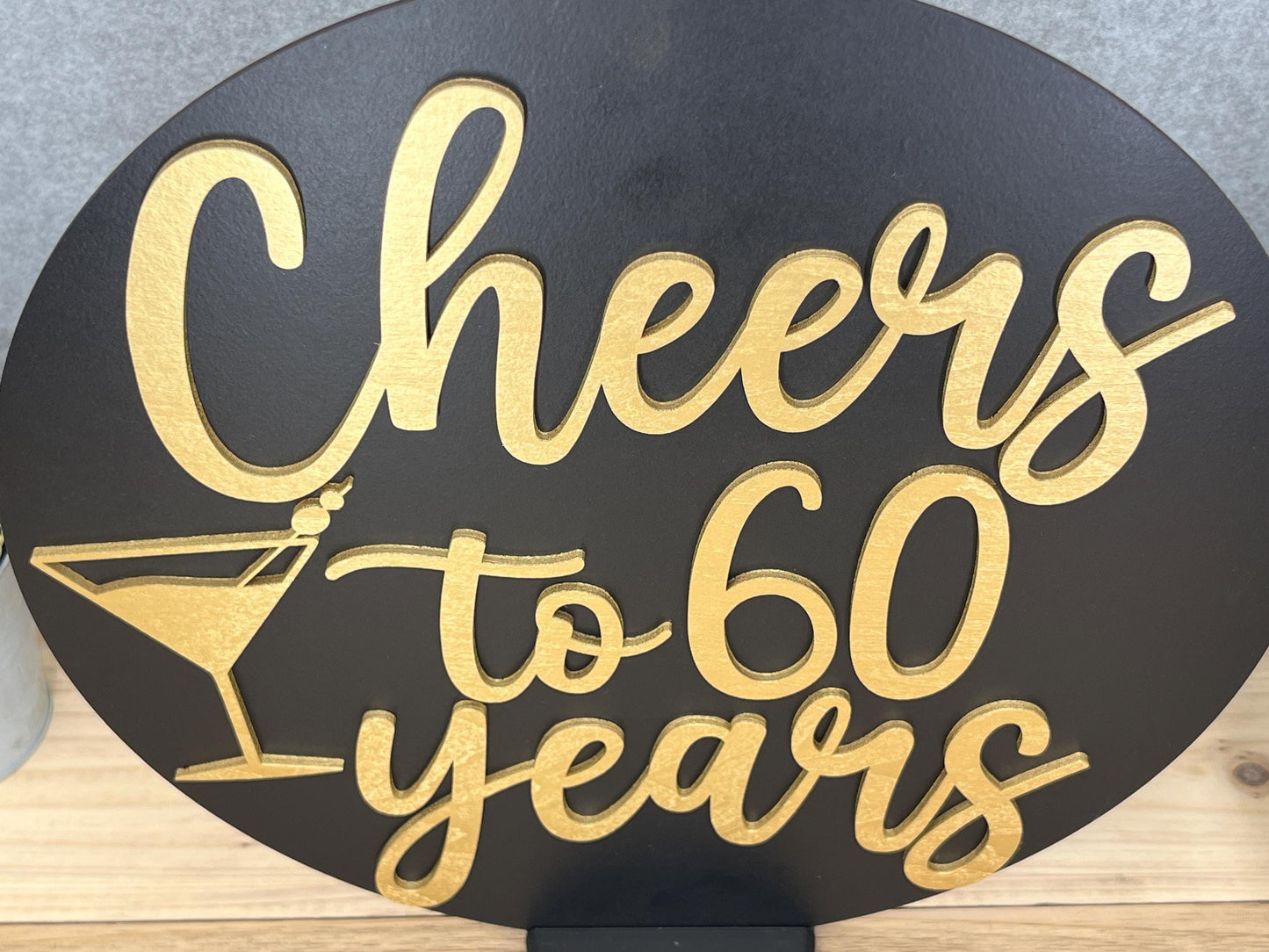 Cheers Wood Sign, Birthday Martini Centerpiece Table Decor, Custom Any Age Party Decorations, Any Year Anniversary or Reunion Milestone