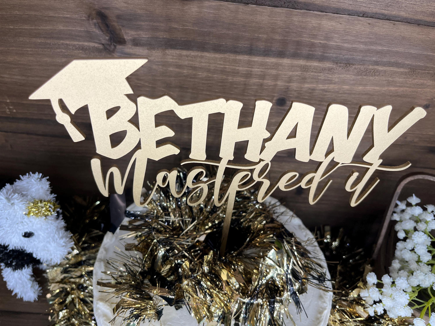 Masters Degree Cap Cake Topper, Personalized Name Cake Charm, Grad Party Decoration, College High School Senior Graduate Keepsake Gift