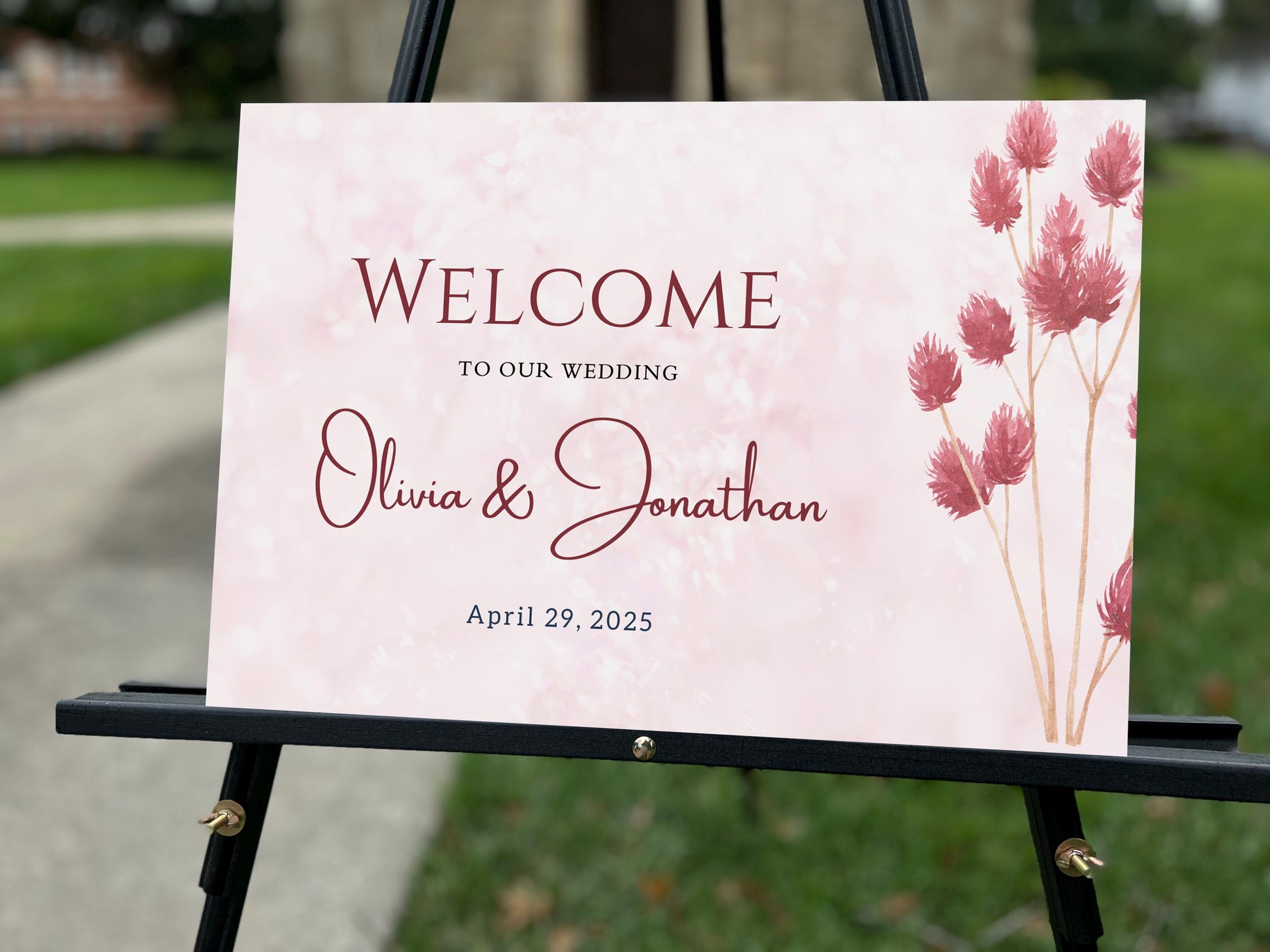 a welcome sign for a newly married couple