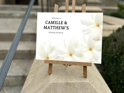 a sign that is sitting on top of a cement block
