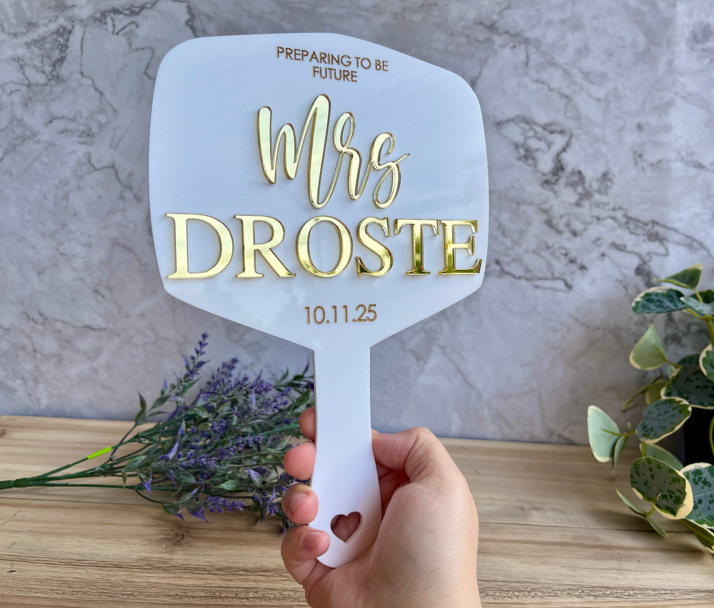 Large handheld Bridal mirror