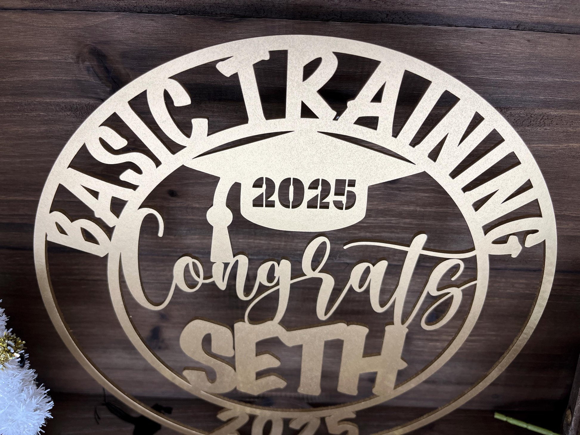Graduation 2025 Party Decoration, Custom Name Congrats, Table Centerpiece with Acrylic Clear Base, Basic Training Milestone Event Decor