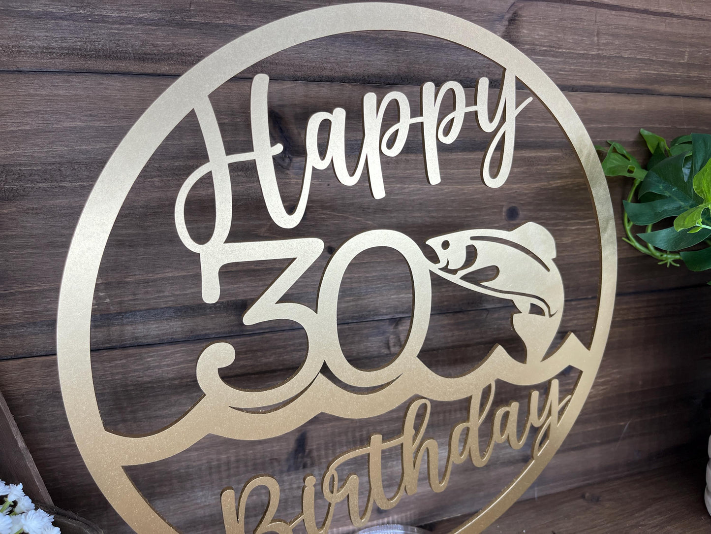 Happy Birthday Fish Table Centerpieces, 50th Milestone Celebration, Rustic Wooden Party Decorations, Golden Year Anniversary Decor