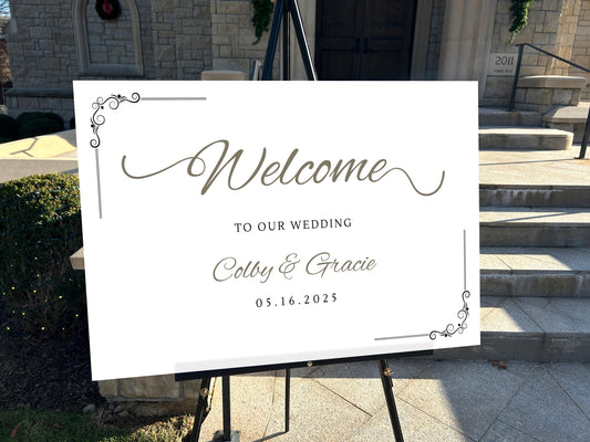a welcome sign in front of a church
