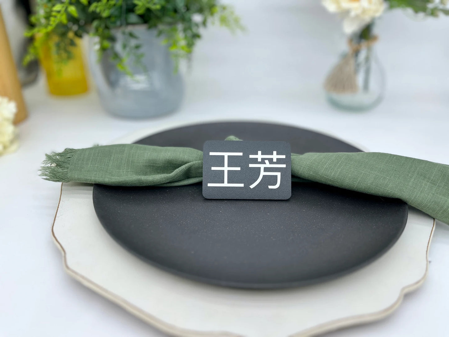 Name Tag Place Cards, Chinese and Other Non-English Wedding Dinner Setting Name Plates.