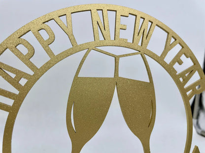 Happy New Year 2025 Party Centerpiece. Big 10" Sturdy Wood not Cardboard Champagne Theme New Year Eve Party.