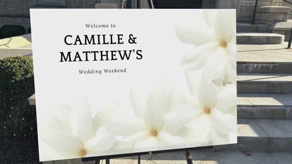 Welcome Sign White and Yellow flowers